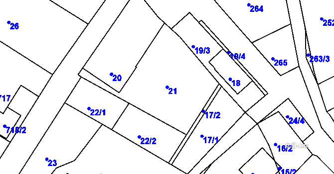 Parcela st. 21 v KÚ Slavkovice, Katastrální mapa