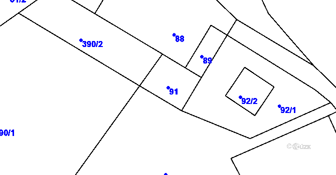 Parcela st. 91 v KÚ Slavkovice, Katastrální mapa