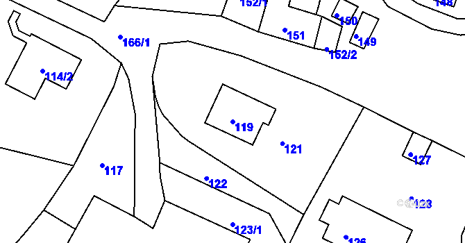 Parcela st. 119 v KÚ Slavkovice, Katastrální mapa