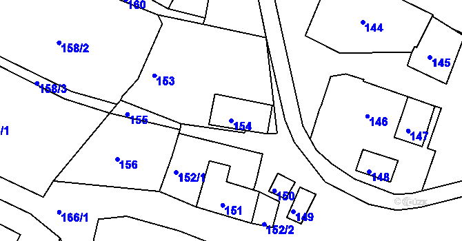 Parcela st. 154 v KÚ Slavkovice, Katastrální mapa