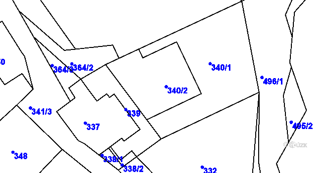 Parcela st. 340/2 v KÚ Slavkovice, Katastrální mapa