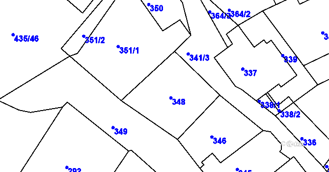 Parcela st. 347 v KÚ Slavkovice, Katastrální mapa