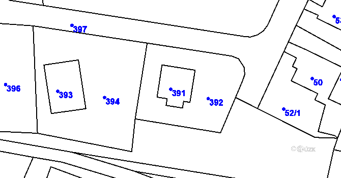 Parcela st. 391 v KÚ Slavkovice, Katastrální mapa