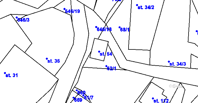Parcela st. 54 v KÚ Slavníč, Katastrální mapa