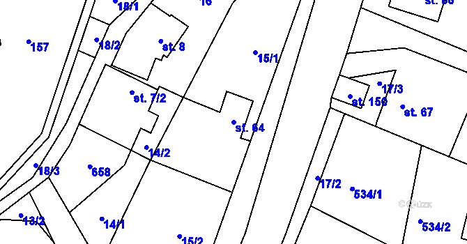 Parcela st. 64 v KÚ Slavníč, Katastrální mapa