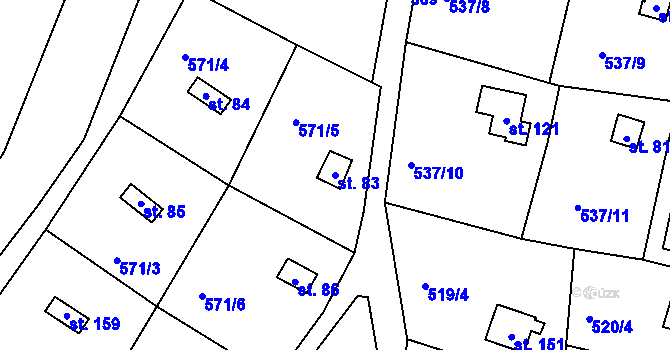 Parcela st. 83 v KÚ Slavníč, Katastrální mapa