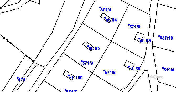 Parcela st. 85 v KÚ Slavníč, Katastrální mapa