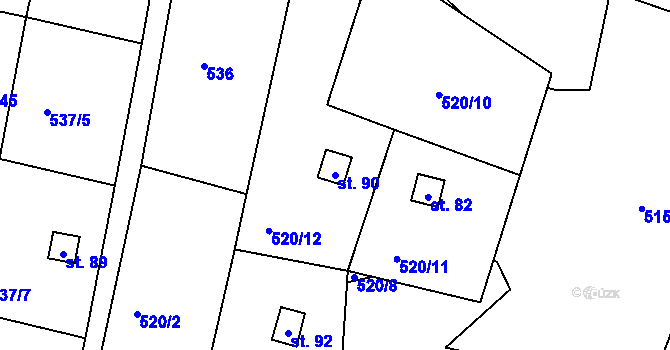 Parcela st. 90 v KÚ Slavníč, Katastrální mapa