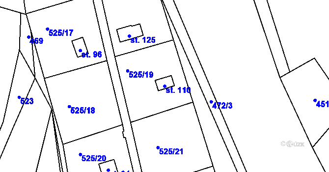 Parcela st. 110 v KÚ Slavníč, Katastrální mapa