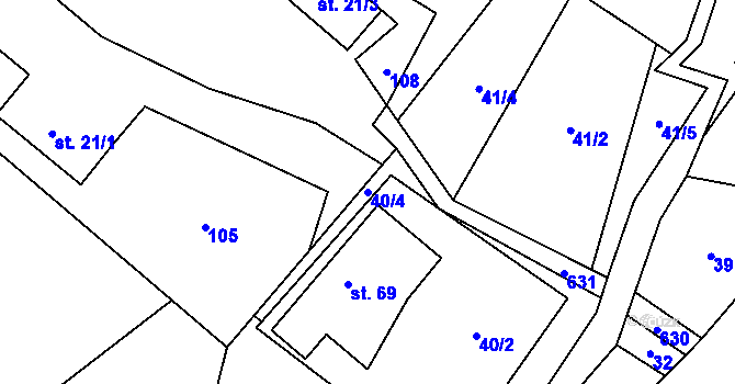 Parcela st. 40/4 v KÚ Slavníč, Katastrální mapa