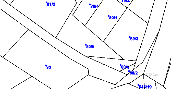 Parcela st. 80/5 v KÚ Slavníč, Katastrální mapa