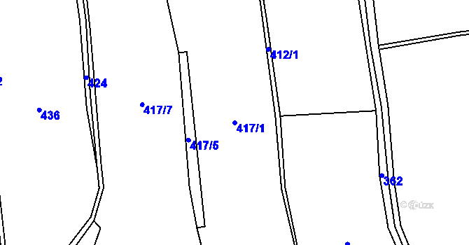 Parcela st. 417/1 v KÚ Slavníč, Katastrální mapa