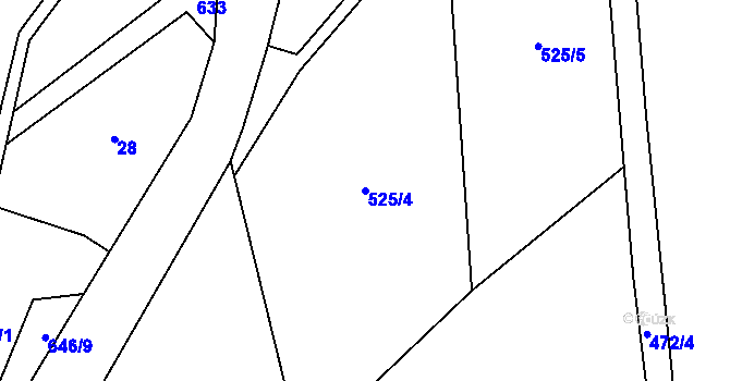 Parcela st. 525/4 v KÚ Slavníč, Katastrální mapa