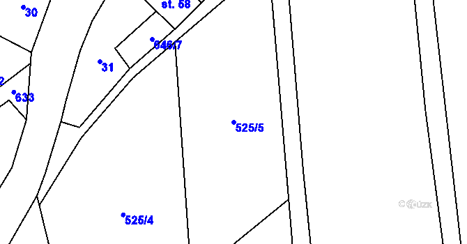 Parcela st. 525/5 v KÚ Slavníč, Katastrální mapa