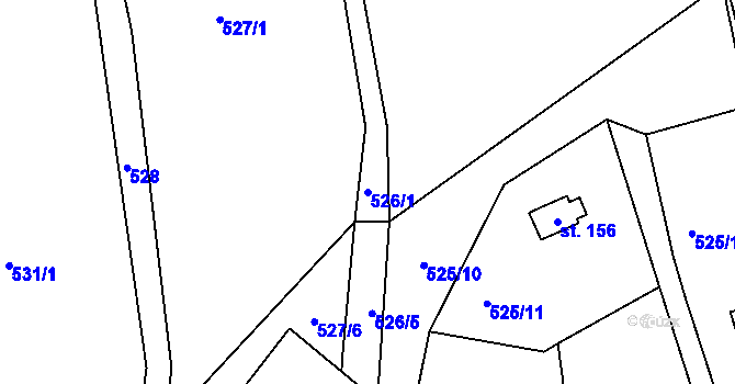 Parcela st. 526/1 v KÚ Slavníč, Katastrální mapa