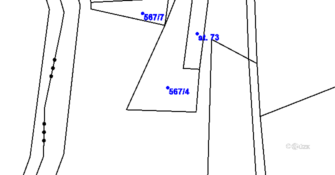 Parcela st. 567/4 v KÚ Slavníč, Katastrální mapa