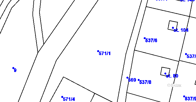Parcela st. 571/1 v KÚ Slavníč, Katastrální mapa