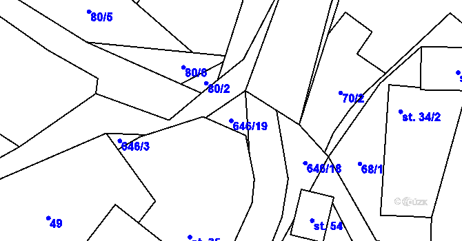 Parcela st. 646/19 v KÚ Slavníč, Katastrální mapa