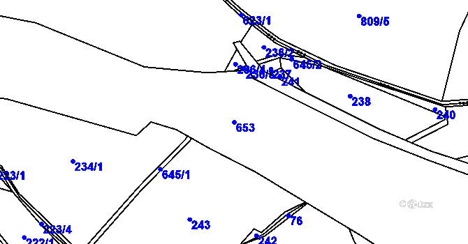 Parcela st. 653 v KÚ Slavníč, Katastrální mapa
