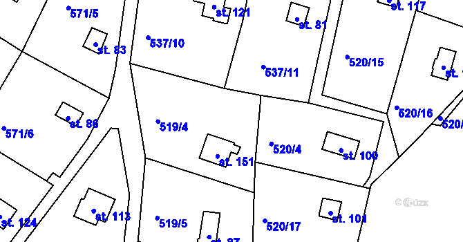Parcela st. 514/10 v KÚ Slavníč, Katastrální mapa