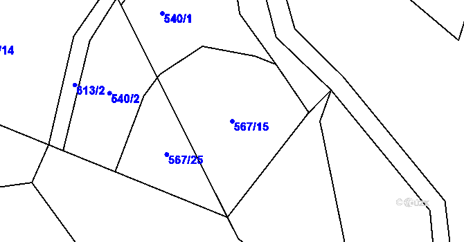 Parcela st. 567/15 v KÚ Slavníč, Katastrální mapa