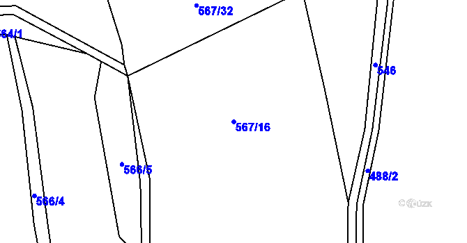 Parcela st. 567/16 v KÚ Slavníč, Katastrální mapa
