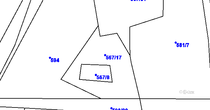 Parcela st. 567/17 v KÚ Slavníč, Katastrální mapa