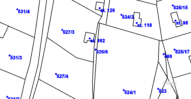 Parcela st. 526/6 v KÚ Slavníč, Katastrální mapa