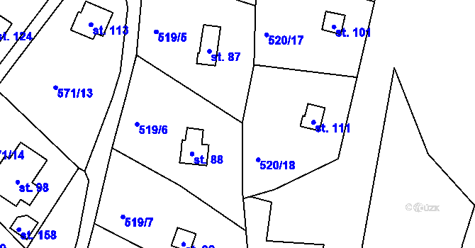 Parcela st. 514/14 v KÚ Slavníč, Katastrální mapa