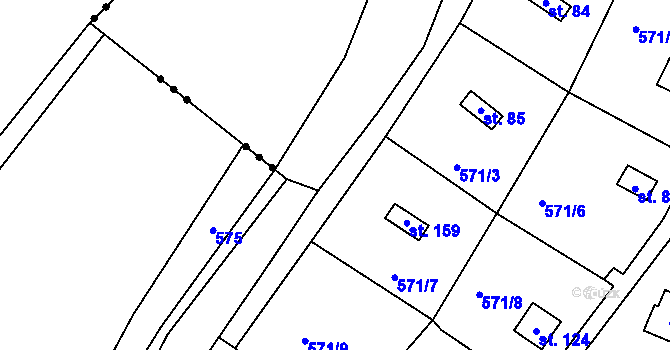 Parcela st. 622/7 v KÚ Slavníč, Katastrální mapa