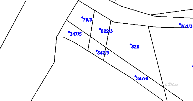 Parcela st. 347/9 v KÚ Slavníč, Katastrální mapa