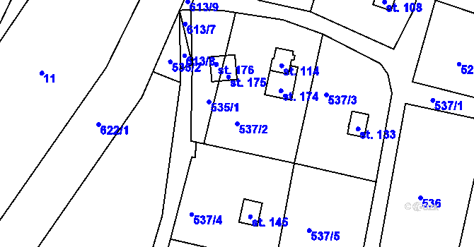 Parcela st. 537/2 v KÚ Slavníč, Katastrální mapa
