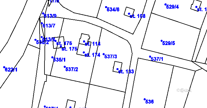 Parcela st. 537/3 v KÚ Slavníč, Katastrální mapa