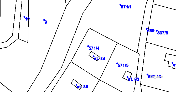 Parcela st. 571/4 v KÚ Slavníč, Katastrální mapa