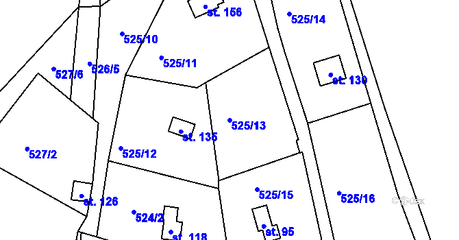 Parcela st. 525/13 v KÚ Slavníč, Katastrální mapa