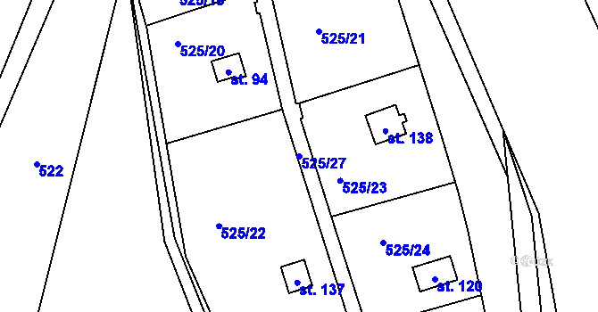 Parcela st. 525/27 v KÚ Slavníč, Katastrální mapa