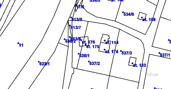 Parcela st. 175 v KÚ Slavníč, Katastrální mapa