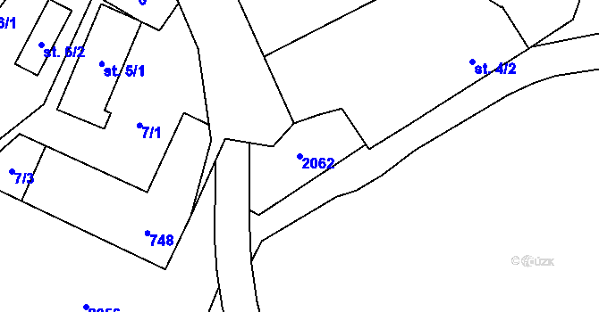 Parcela st. 2062 v KÚ Kadolec u Slavonic, Katastrální mapa