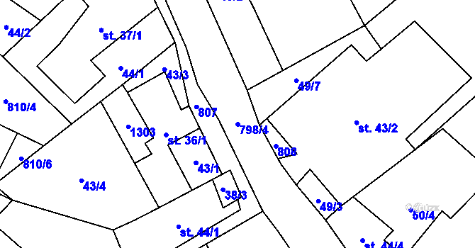 Parcela st. 798/4 v KÚ Maříž, Katastrální mapa