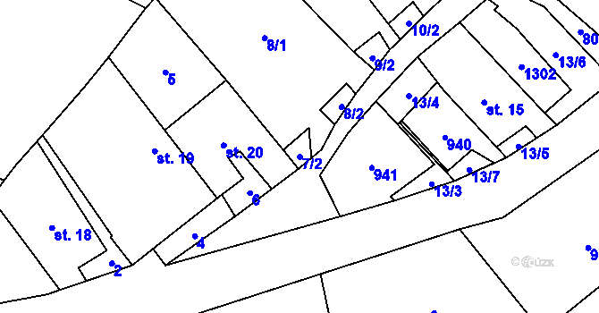 Parcela st. 7/2 v KÚ Maříž, Katastrální mapa