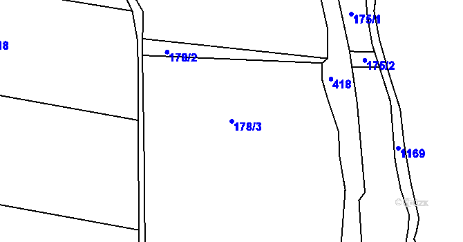 Parcela st. 178/3 v KÚ Mutišov, Katastrální mapa