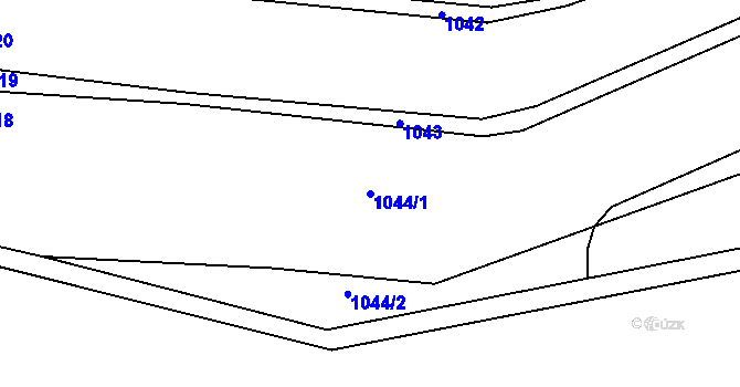 Parcela st. 1044/1 v KÚ Mutišov, Katastrální mapa
