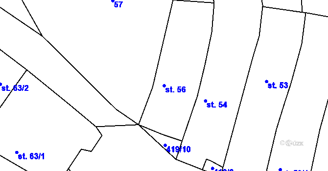 Parcela st. 56 v KÚ Mutišov, Katastrální mapa
