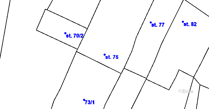 Parcela st. 75 v KÚ Mutišov, Katastrální mapa