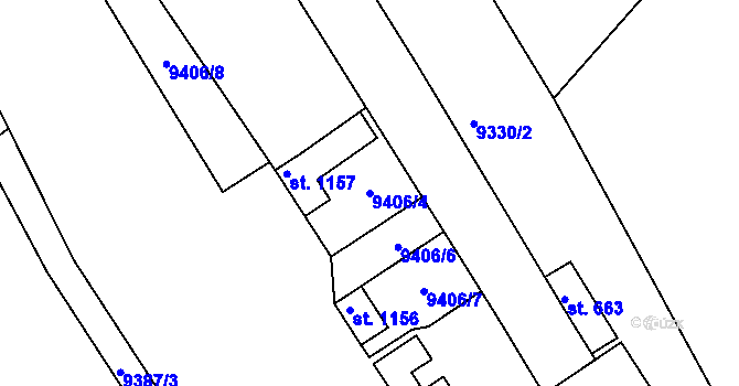 Parcela st. 9406/4 v KÚ Slavonice, Katastrální mapa