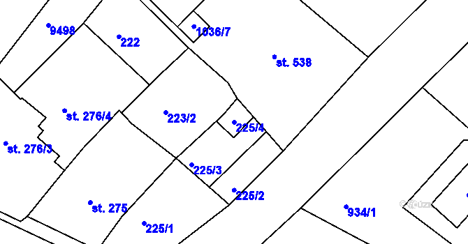 Parcela st. 225/4 v KÚ Slavonice, Katastrální mapa