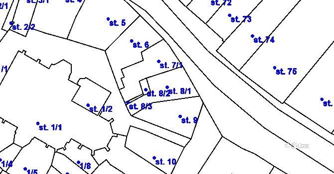 Parcela st. 8/1 v KÚ Slavonice, Katastrální mapa