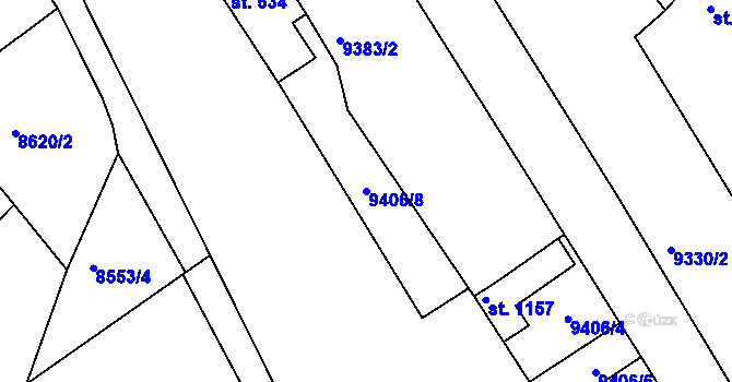 Parcela st. 9406/8 v KÚ Slavonice, Katastrální mapa