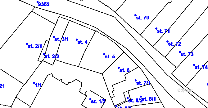 Parcela st. 5 v KÚ Slavonice, Katastrální mapa