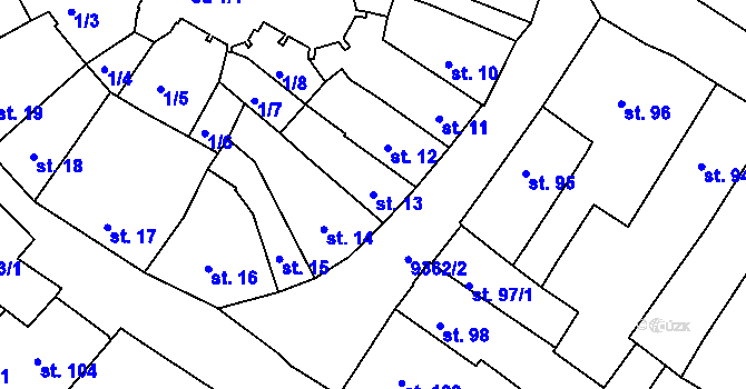 Parcela st. 13 v KÚ Slavonice, Katastrální mapa